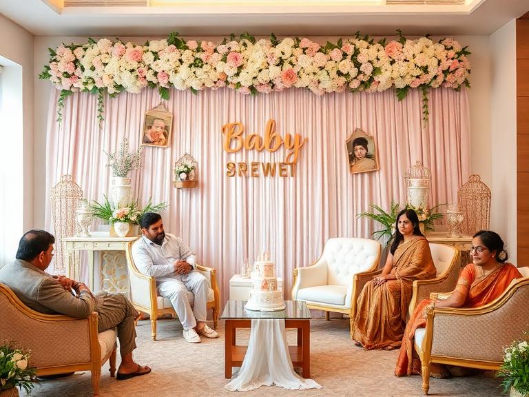 Elegant Indoor Baby Gender Reveal Setup
